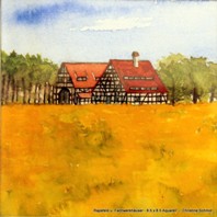 Rapsfeld mit Fachwerkhaus 5x8,5